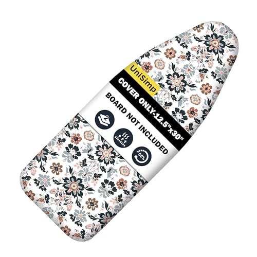 Image of Small Ironing Board Cover and Pad 12.5 inchx30 inch Small Iron Board Cover with Padding,Tabletop Mini Ironing Board Cover and Pad Small Size, Cotton Canvas, Heat Resistant, Drawstring Floral