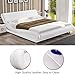 Amolife Upholstered Platform Bed Full/Deluxe Solid Modern Bed Frame/Mattress Foundation/Faux Leather Full Size Bed Frame with Adjustable Headboard and Wood Slat Support, White