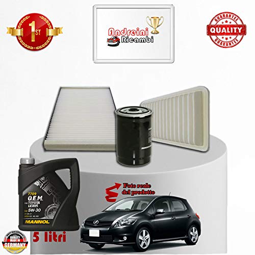 KIT TAGLIANDO FILTRI + OLIO AURIS 1.6 VVT-i 91KW