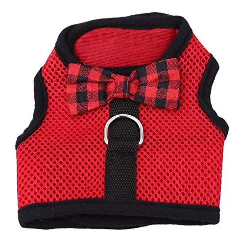 Image of Rabbit Harness with Leash Adjustable Soft Mesh Vest Harness for Bunny Kitten Guinea Pig Rat (L, Red)