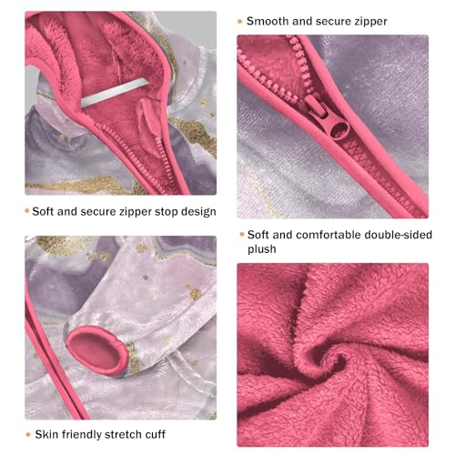 OTVEE Pink Purple Marble Texture Kids Hoodie Jacket Fall Spring Full Zip Warm Outwear Coat3