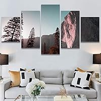 SIGNWIN 5 Panel Canvas Wall Art Modern Art Expressive Farmhouse/Country Landscape Mountain Top Multicolor Photography for Home Decorations Ready to Hang - 60