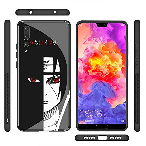 YINZONGSTORE Huawei p20 Lite Funda, Cubierta Trasera de Vidrio Templado, Silicona Suave, Compatible con Huawei p20 Lite AMA-82 Naruto Kakashi Sasuke