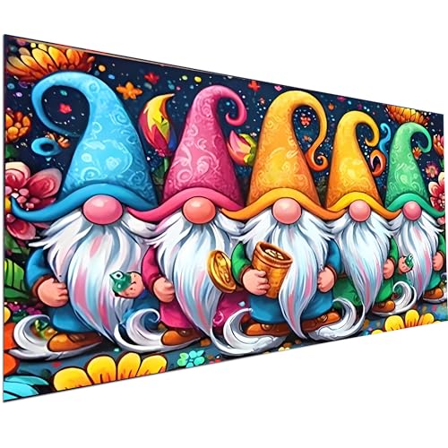 KUFWKEY Large Size Gnomes Diamond Painting Kits for Adults 5D Diamond Art Kits for Beginner DIY Handicrafts Full Round Diamond Dots Mosiac Gem Art and Craft Kits Christmas wall Decor 31.5x15.7inch
