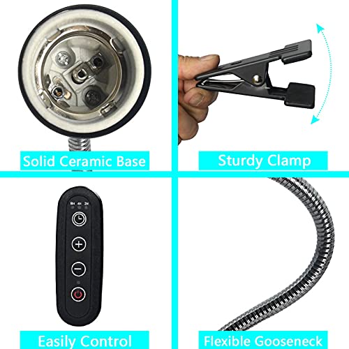 Lâmpada de réptil, lâmpada de calor de répteis Uva Uvb de 110 V, tubo flexível de 360 graus, suporte