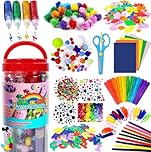 FunzBo Arts and Crafts Supplies Kit for Kids Toddlers Age 4 5 6 7 8 9 - All in One D.I.Y. Crafting Kindergarten Homeschool Supply Set Kids Toys Brithdays Easter Gifts