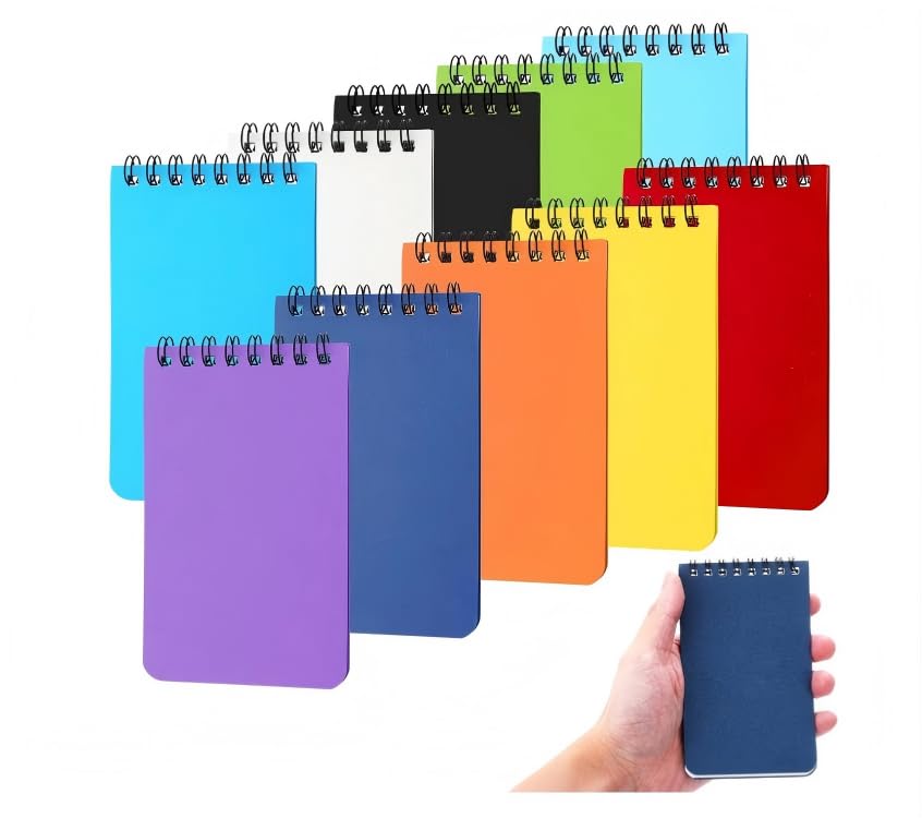 YueXing 10 Pack Pocket Notebook, A7 Mini Notebooks with Colorful Covers, Small Spiral Notepad 3x5 Inch, Ruled Memo Pad for School & Office Supplies (12.6x7.6cm)