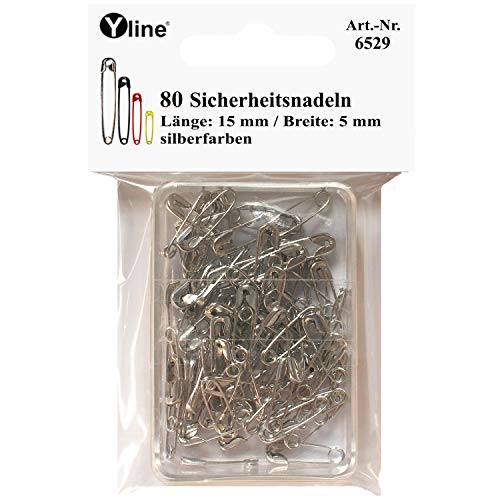 Yline - 6529 - Lot de 80 mini-épingles à nourrice - Argentées et sans nickel - 15 mm