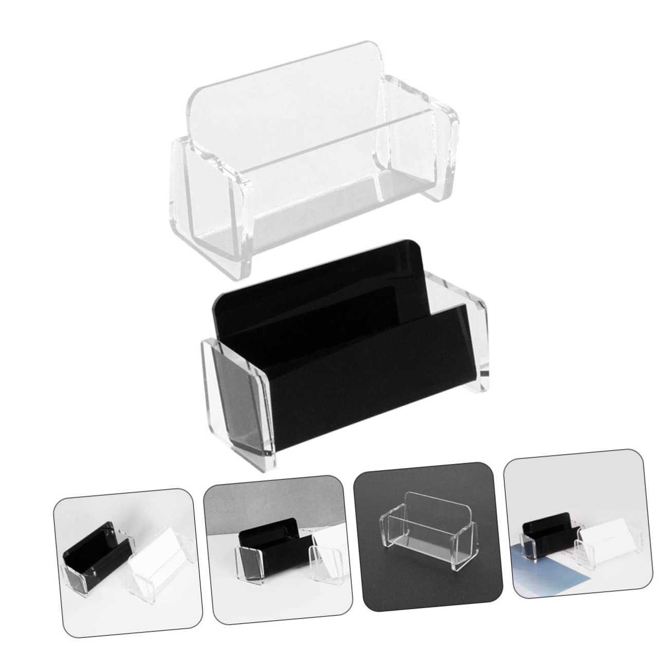Artibetter 3 Set Biglietti Visita in Acrilico Supporto E Nero Per Scrivania Ufficio Custodia Organizer Con Base Rinforzata Per Carte Design Geometrico Aperto Per Accesso Facile E 2 Pezzi * 3