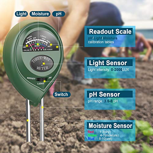 Lightswim Soil Meter With 9Pcs Garden Tool Sets, 3-In-1 Moisture Sensor/Sunlight/Ph, Include Pruner, Fold Scissors, Transplanting Tool #TOP4