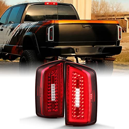 AKKON - Fits 2007 2008 Dodge Ram 1500 2500/2009 3500 Full LED Tube Bar Red Clear Tail Lights Brake Lamp Pair Left+Right