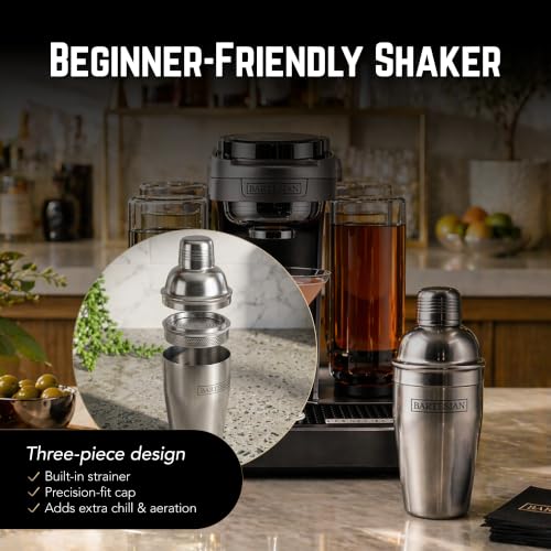 Image of Bartesian Premier Commercial-Grade Cocktail Machine Bundle - Professional Drink Maker with 18oz Stainless Steel Cobbler Shaker - Lockable Spirit Storage, High-Capacity 1.5L Reservoir