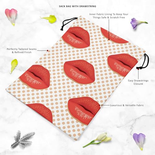 Image of ArtzFolio Red Lips | Reusable Sack Bag | Bag for Gym, Storage, Vegetable & Travel