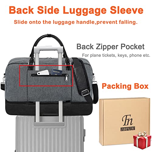 Image of IBFUN Weekender Bags for Women, 21 inch Weekender Travel Bag, Travel Duffle Bag Carry on Overnight Duffel Bag 3PCS, B1-Grey, Large, Expandable Weekender Bag With Back Side Luggage Sleeve and Adjustable