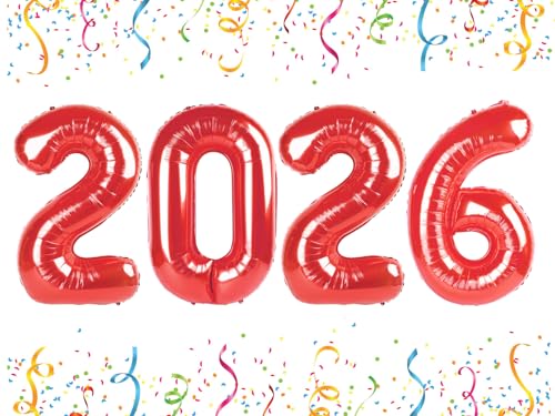 Image of 2026 Balloon Numbers Party Decorations, 40In Red Balloons | Eye-catching Appearance, Perfect Decorative Centerpieces, Convenient Self-sealing Structure, Widely for Various Occasions