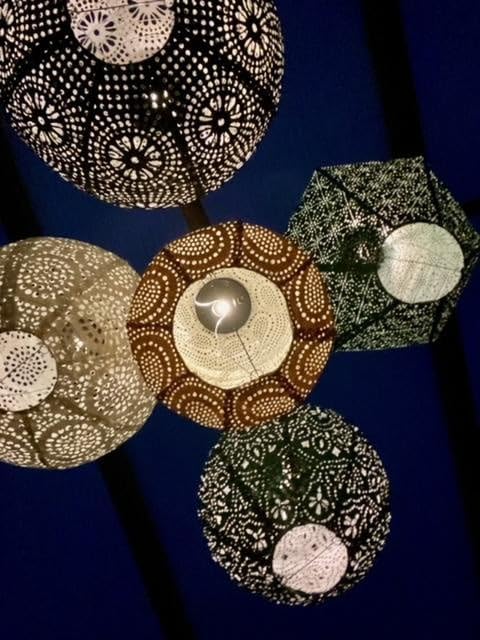 5 x Lampion Solaire avec Motif - Ovale - 35 l x 25 h - Noir