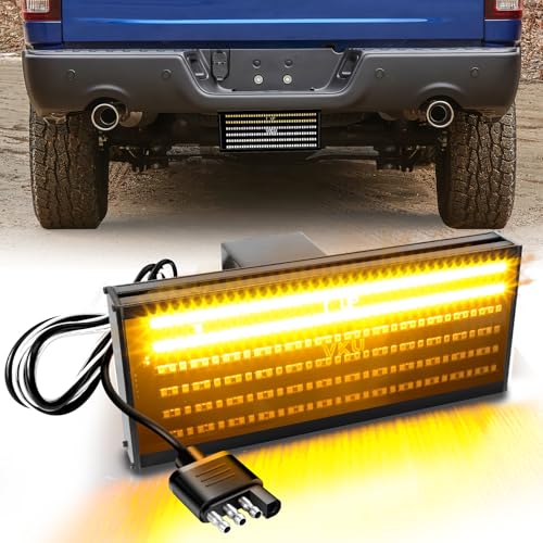 VKU Hitch Cover with LED Light 6 Rows and 216 pcs LED Chips 6 Mode of Full Lighting Universal Fit 2 Receiver for Towing Truck Chevy (Chevrolet) Ford GMC Dodge RAM Jeep ATV SUV Van SUV