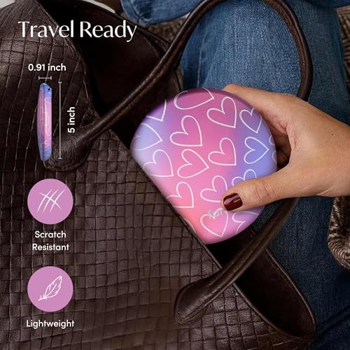 Image of Fancii Taylor LED Lighted Travel Makeup Mirror, Rechargeable, 10x /1x Magnifying, Tru-Glow Lighting System, XL Large 5 inch Wide | Compact Mirror for Purses (Lovestruck)