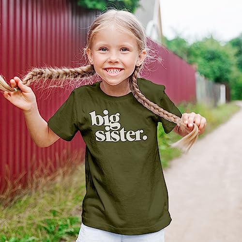 Image of Bold Big Sister Colorful Sibling Reveal Announcement T-Shirt for Baby and Toddler Girls Sibling Outfits