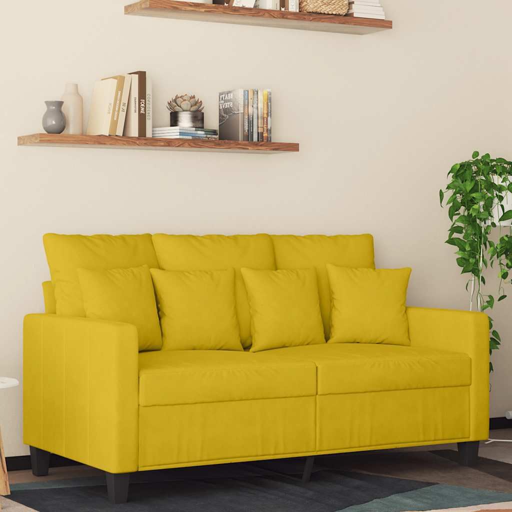 Canapé 2 Places, Causeuse de Salon Fauteuil Sofa 2 Places Jaune 138 x 77 x 80 cm Velours