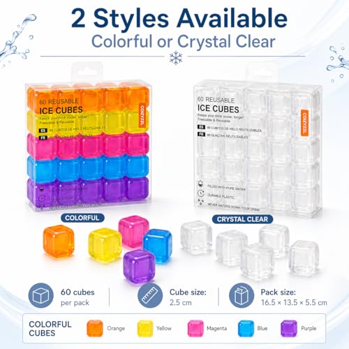 Cubos de hielo reutilizables de plástico multicolor, pack 60 miniatura 2