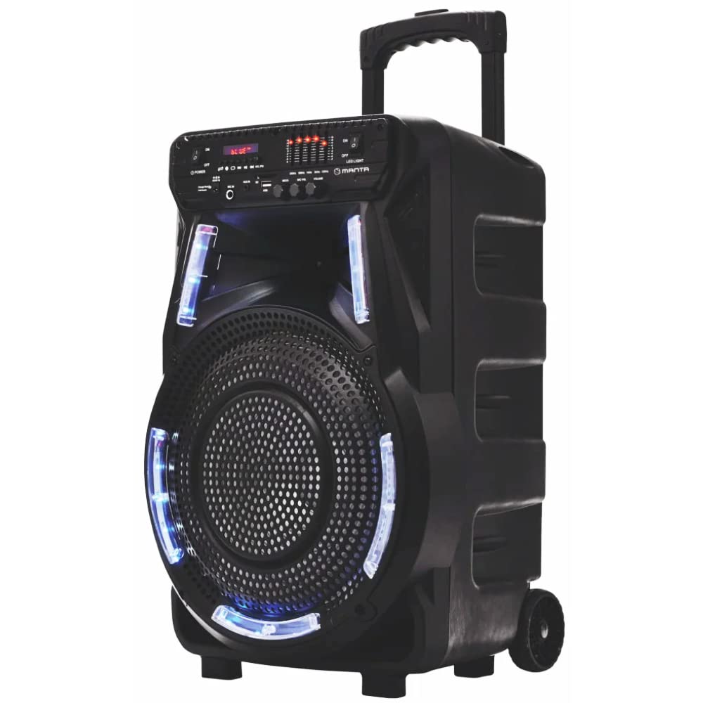 MANTA Altavoz Bluetooth Karaoke SPK5033 - Amplificador Digital, Efectos de luz LED RGB Discoteca, Bluetooth 5.0, Ecualizador, TWS, grabación, Radio FM, Karaoke - 36 x 29.2 x 54.2