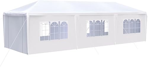 Miniatura 6 de Tienda de campaña al aire libre de 10 x 30 pies para fiestas, bodas y cumpleaños, con 8 paredes laterales extraíbles con ventanas transparentes