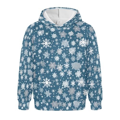 Kids Hoodies Sweaters Christmas Xmas Snowflake Hooded Sweatshirts with Big Pockets for Boys Girls B0400387