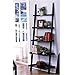 1 X Unique 72" High LEANING LADDER STYLE MAGAZINE / BOOK SHELF on Black Finish