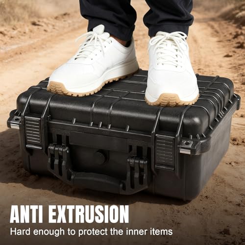 Image of Jack Boss 16x 12.8x 6.8 Inch Hard Case, Portable Weather Waterproof Protective Camera Case with Customizable Foam, Fit Use of Drones, Camera, Equipments, Black