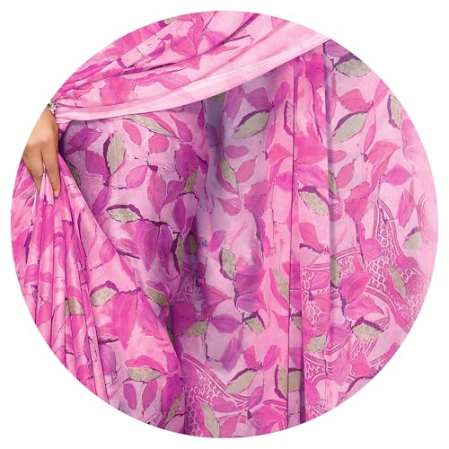 Image of MIRCHI FASHION Saree for Woman Chiffon Floral Printed | Lightweight All-Day Comfortable Women's Sari with Unstitched Blouse Piece (Available in 30 Colors)