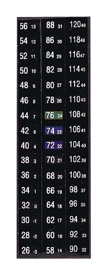 Digi-Sense Reversible 48-Point Vertical Magnetic Temperature Label, 26-120F; 10/Pk