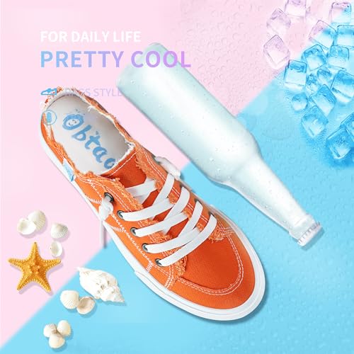 Image of Obtaom Women Canvas Mules Memory Foam Clipper Fashion Sneakers Comfortable Slip-On Mule Backless Holiday Shoes