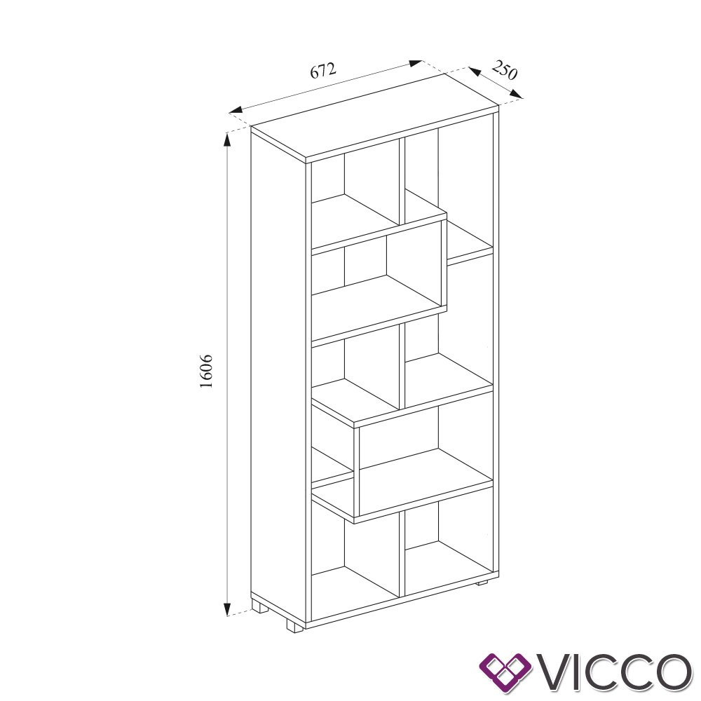 Vicco Raumteiler Noa, Grau, 160.6 x 67.2 cm, geeignet als Raumteiler oder Bücherregal in Z-Form