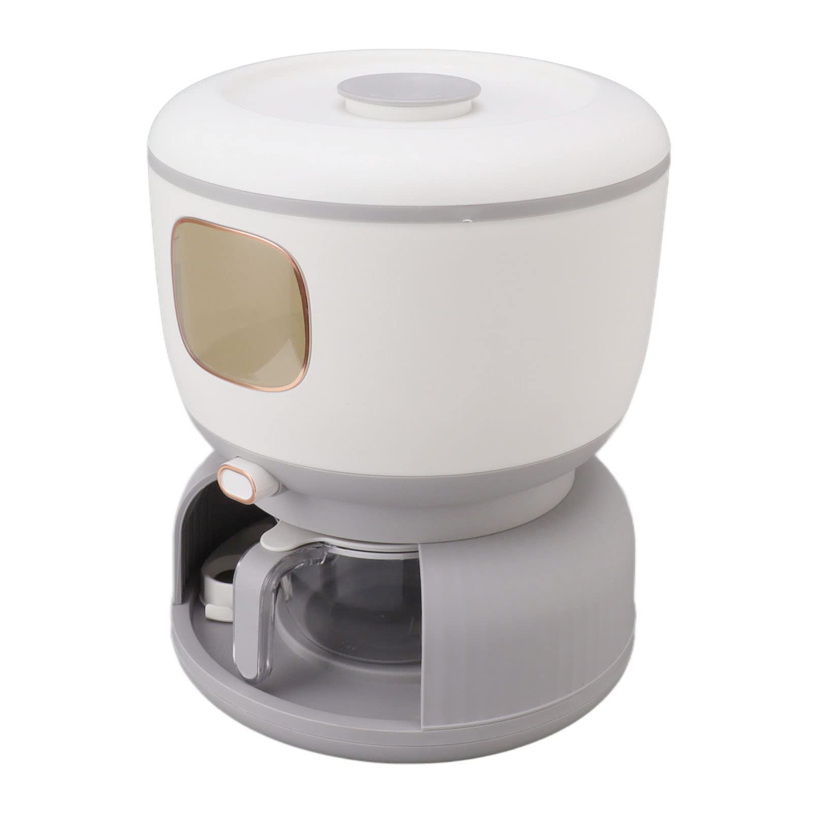 Cubo de almacenamiento de arroz, dispensador de granos de 5 kg de capacidad, recipiente de PP tipo prensa transparente con vaso medidor de drenaje y almacenamiento de huevos (Gris claro)
