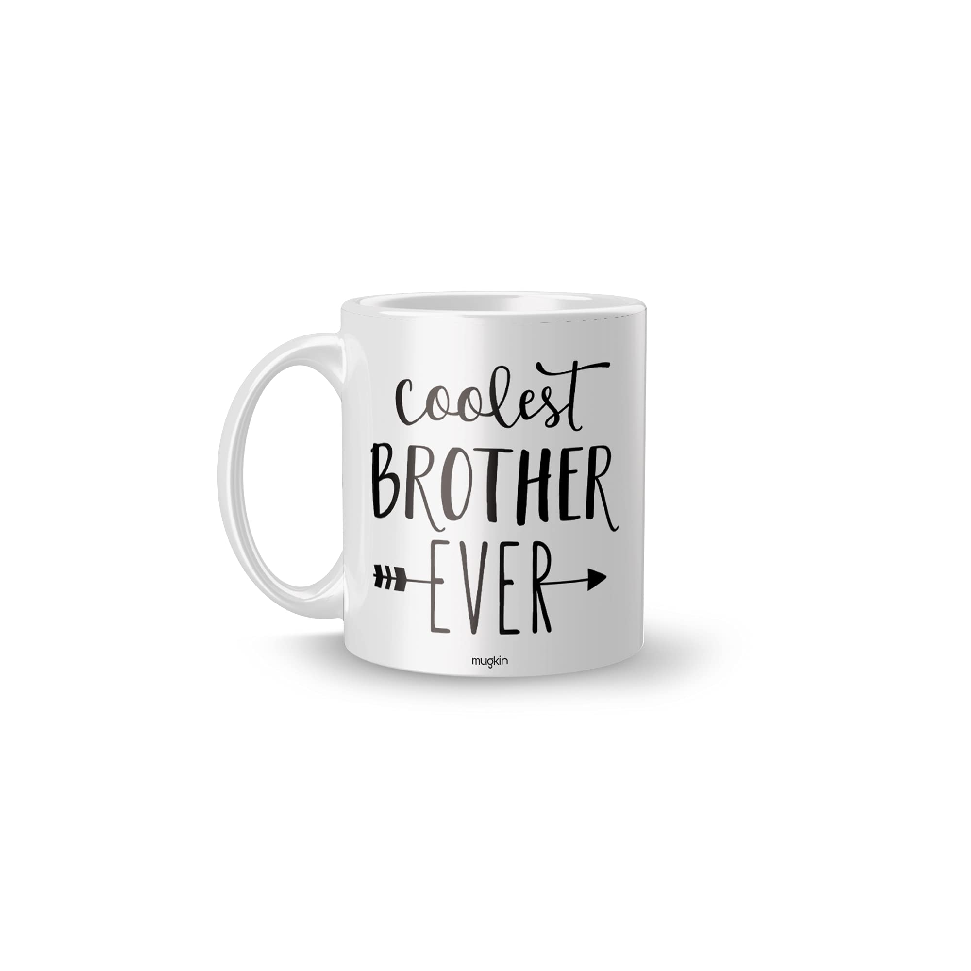 MUGKIN® Coolest Brother Ever Printed White Ceramic Mug 350 ml (Pack of 1 Mug) Gift for Bhai, Cousin, Bro, Little & Big Brother (B9)