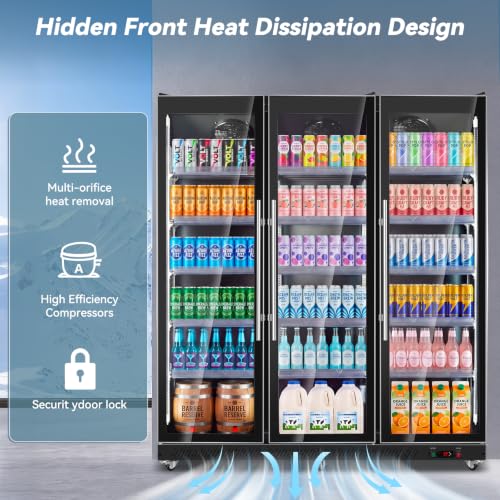 Image of Tylza 3 Glass Door Beverage Display Refrigerator 2100 Can Black
