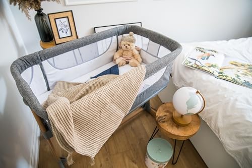 Momi SMART Bed 4-in-1 Kinderbeistellbetten bis 15 kg, Beistellbett für Babys mit Matratze, Höhenverstellbar