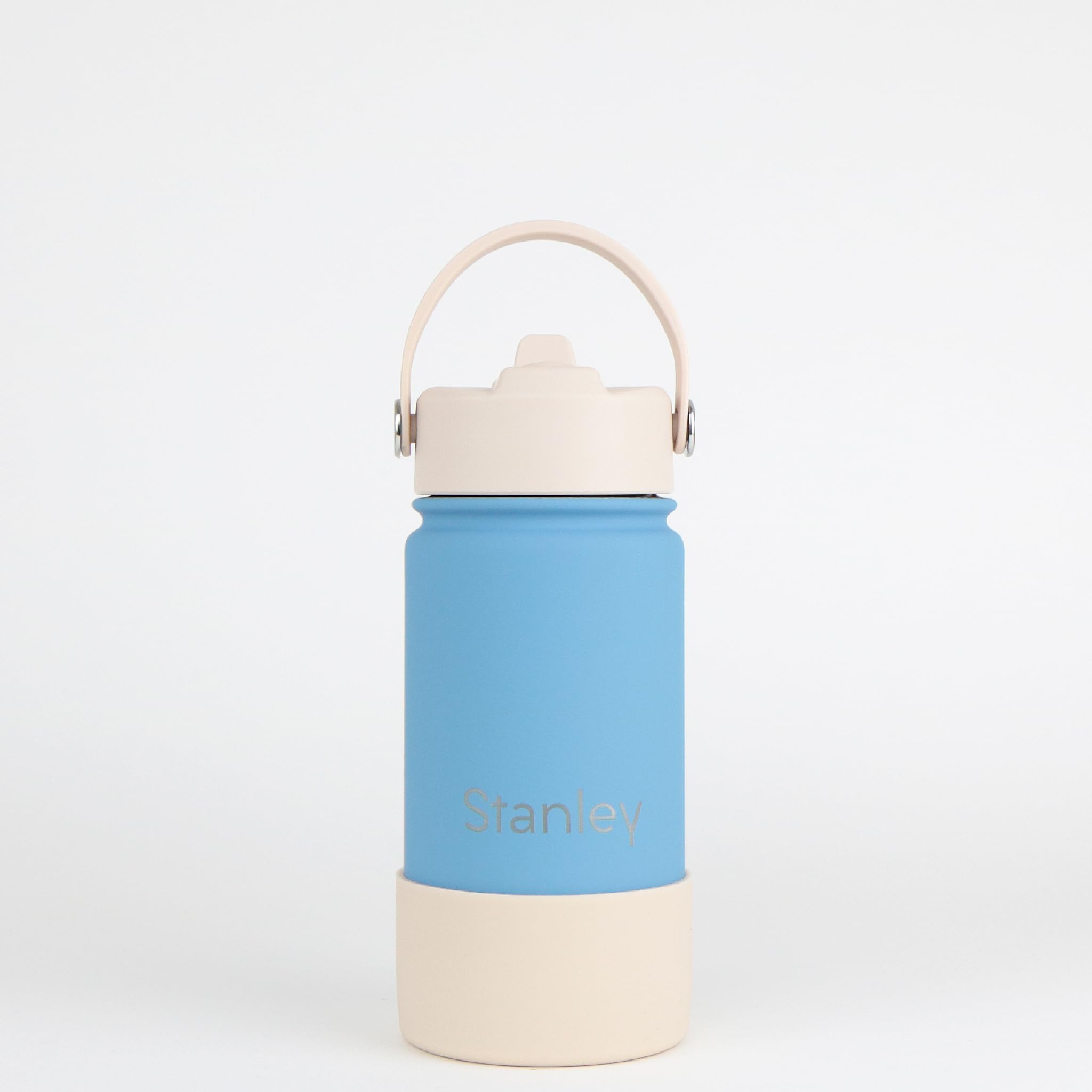 cribstar Personalised Water Bottle, Insulated Stainless Steel, Straw Lid, Laser Engraved Name, BPA Free, Leakproof (Dutch Blue [Horizontal Engraving], 14oz/400ml)