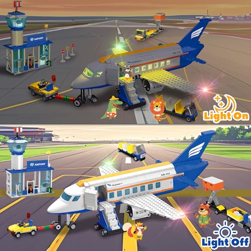 AKWME City Passenger 3 in 1 Airplane Building Set, 717 PCS Plane Building Blocks Kit with Airport Terminal, Radar Tower, Luggage Truck, Aircraft STEM Toys Gift for Boys Girls Kids Aged 6 7 8-12+ - Image 3