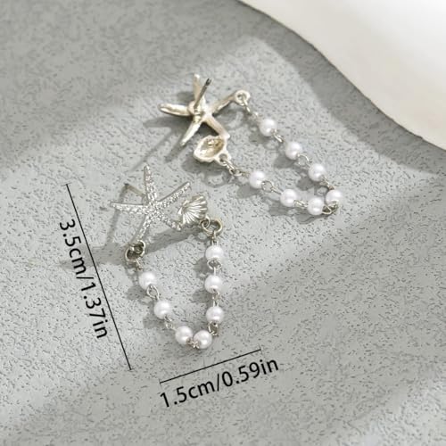 Starfish Earrings for Women Gold Dainty Beach Earrings Summer Outfit Accessories for Women Beach Jewelry Gifts (silver) by RUIZHEN - Image 5