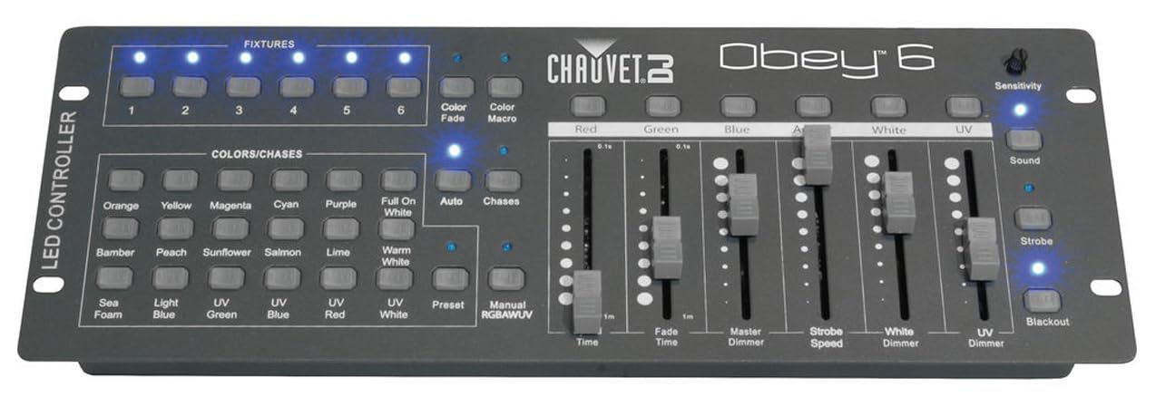 Chauvet DJ Obey 6 DMX-512 36-Channel Compact Stage Light Controller Bundle with 25 ft. DMX Cable and Austin Bazaar Polishing Cloth