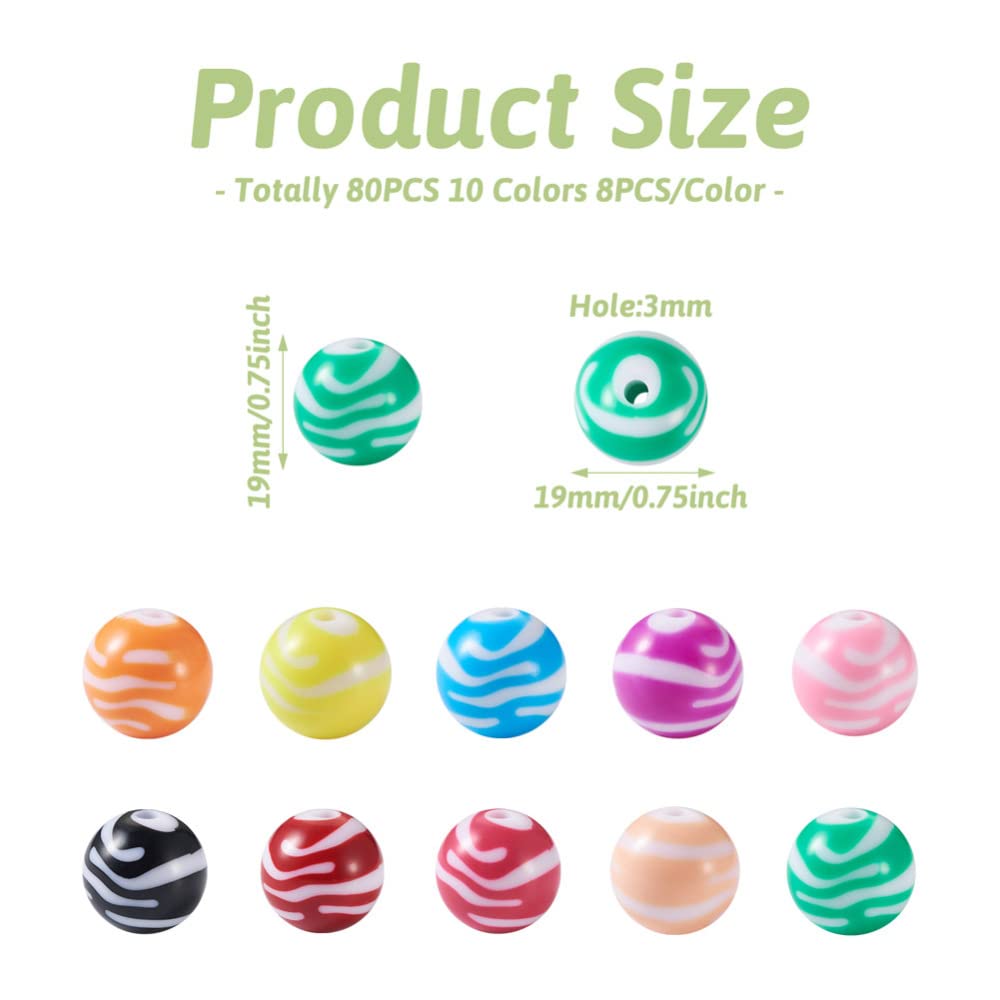 100 Bunte Zebra-Acrylperlen, 11 Mm, Rund, Loch 2,5 Mm – DIY Schmuck-Set Für Armbänder & Halsketten