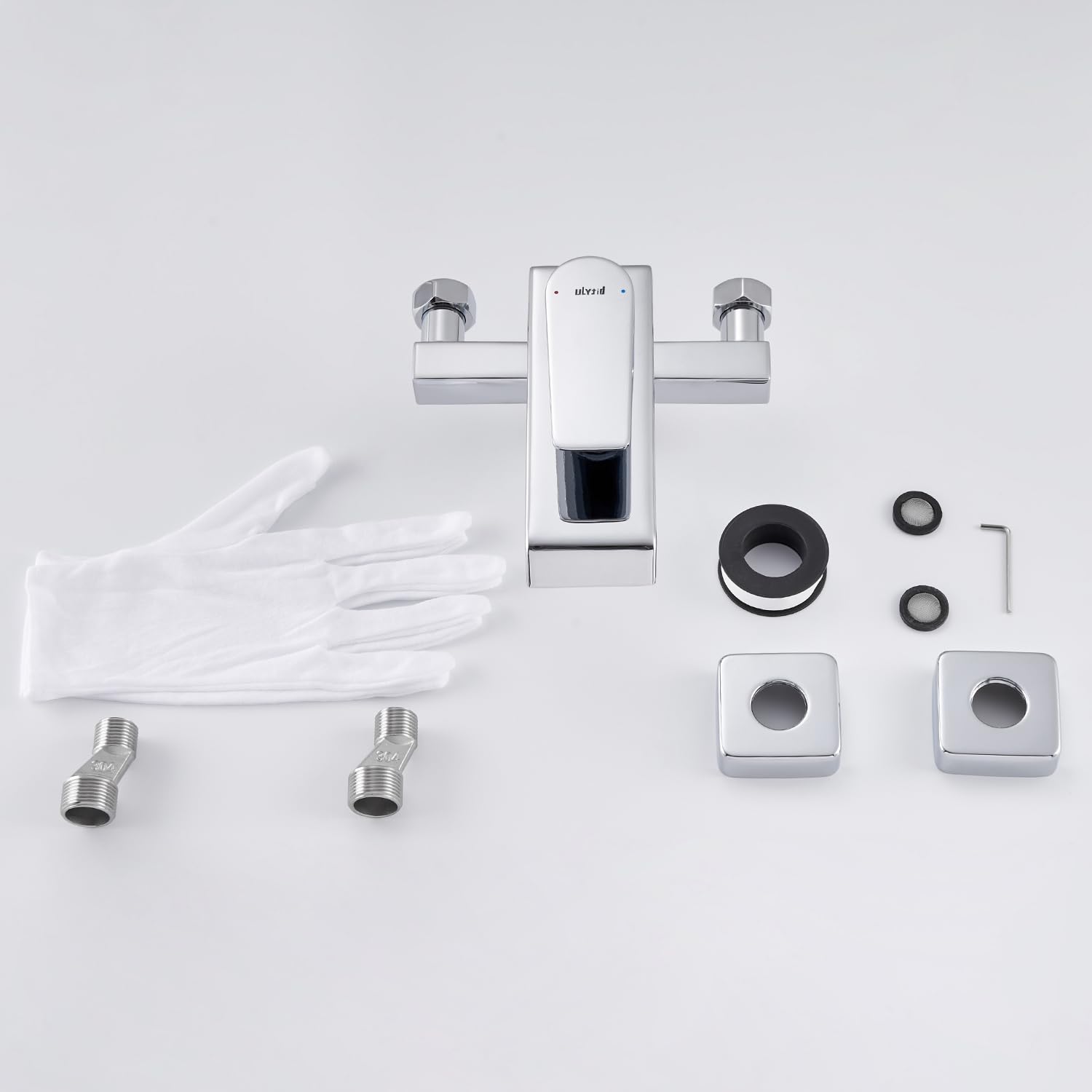 Rubinetto Vasca da Bagno, Miscelatore Vasca da Bagno a Cascata in Ottone, Rubinetto Doccia a Parete, Miscelatore Monocomando Esterno per 2 Utenze, Cromo Argento (G 1/2")