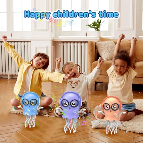 Image of Baby Dancing Jellyfish, Crawling Jellyfish Toy for Tummy Time Boys Girls 3-12 Years Old Boys Girls Magic Crawling Dancing Musical Toy Birthday Gifts for Kids