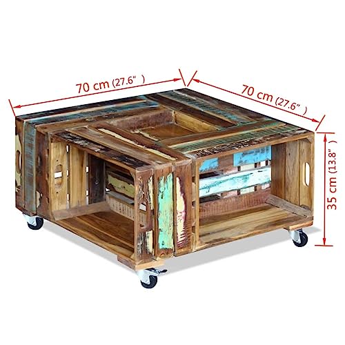 Table basse bois massif de r&eacute;cup&eacute;ration authentique pour meuble de s&eacute;jour