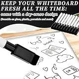 YUNAI 10 PCS Black Whiteboard Marker Pens with Eraser, Dry Wipe Fine Tip Marker Pens for Whiteboard, Thin Bullet Tip Erasable Pens Black, Office Schools Classroom Teacher Family Supplies - Image 3