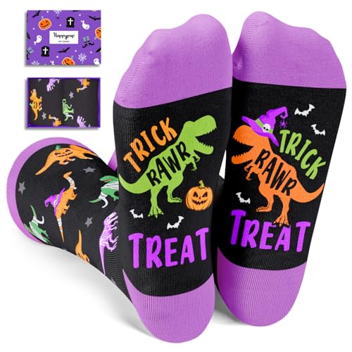 HAPPYPOP Halloween Socks Spooky Gifts For Boys Girls - Halloween Gifts for Kids 10-12 Years Old Horror Dinosaur Gifts