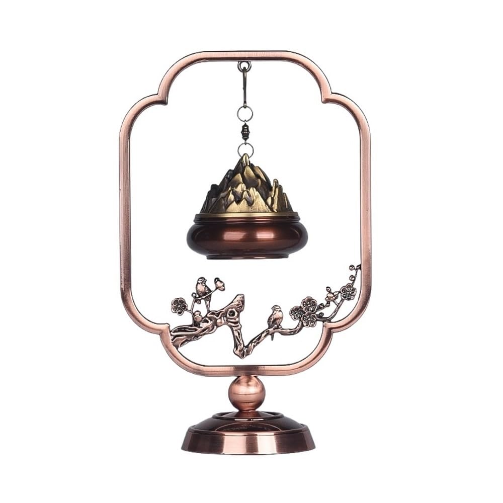 Home Copper Backflow Incense Burner Indoor Hanging Creative Ornament Holder Decor(Red)