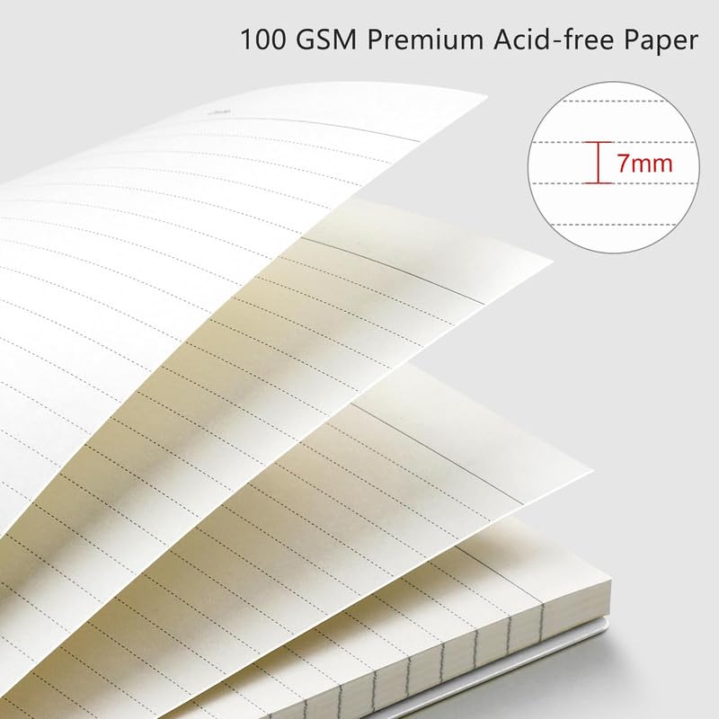 Image of A5 Lined Paper Notebooks, 5.5 x 8.2 inches, LINED Book,100 GSM Premium Paper, 480 Pages, Waterproof Cover, Set of 3